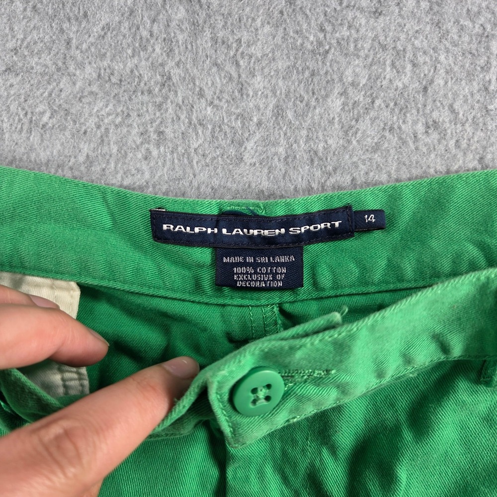 Ralph Lauren Sport Chino Shorts Womens 14 Green Cotton Pony Logo Preppy Casual - Picture 3 of 7